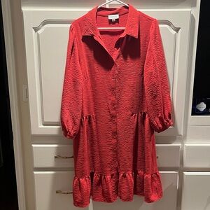 Tahari Button-Up Dress with Ruffle Hem